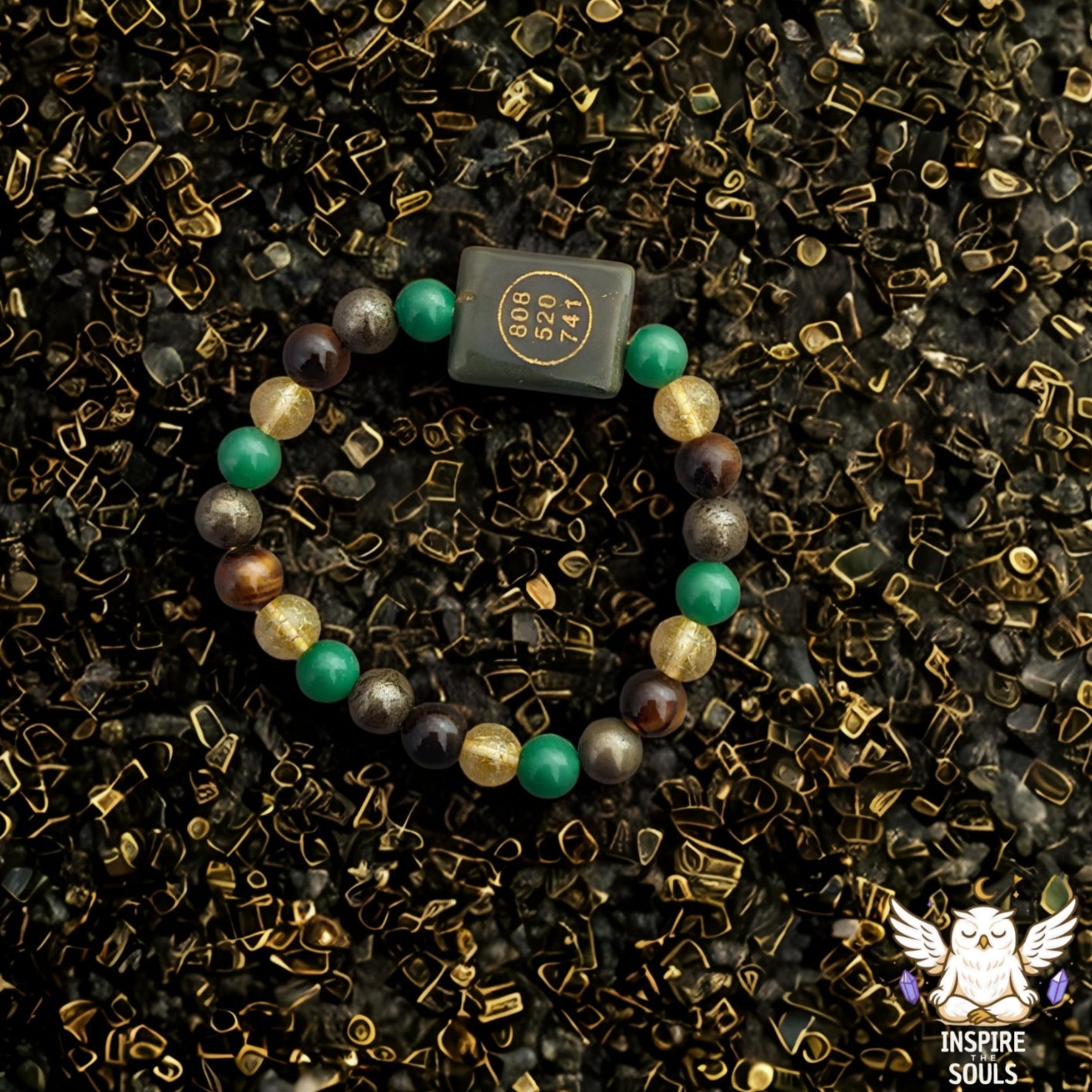 Authentic Money Magnet Bracelet with Green Jade Zibu Coin