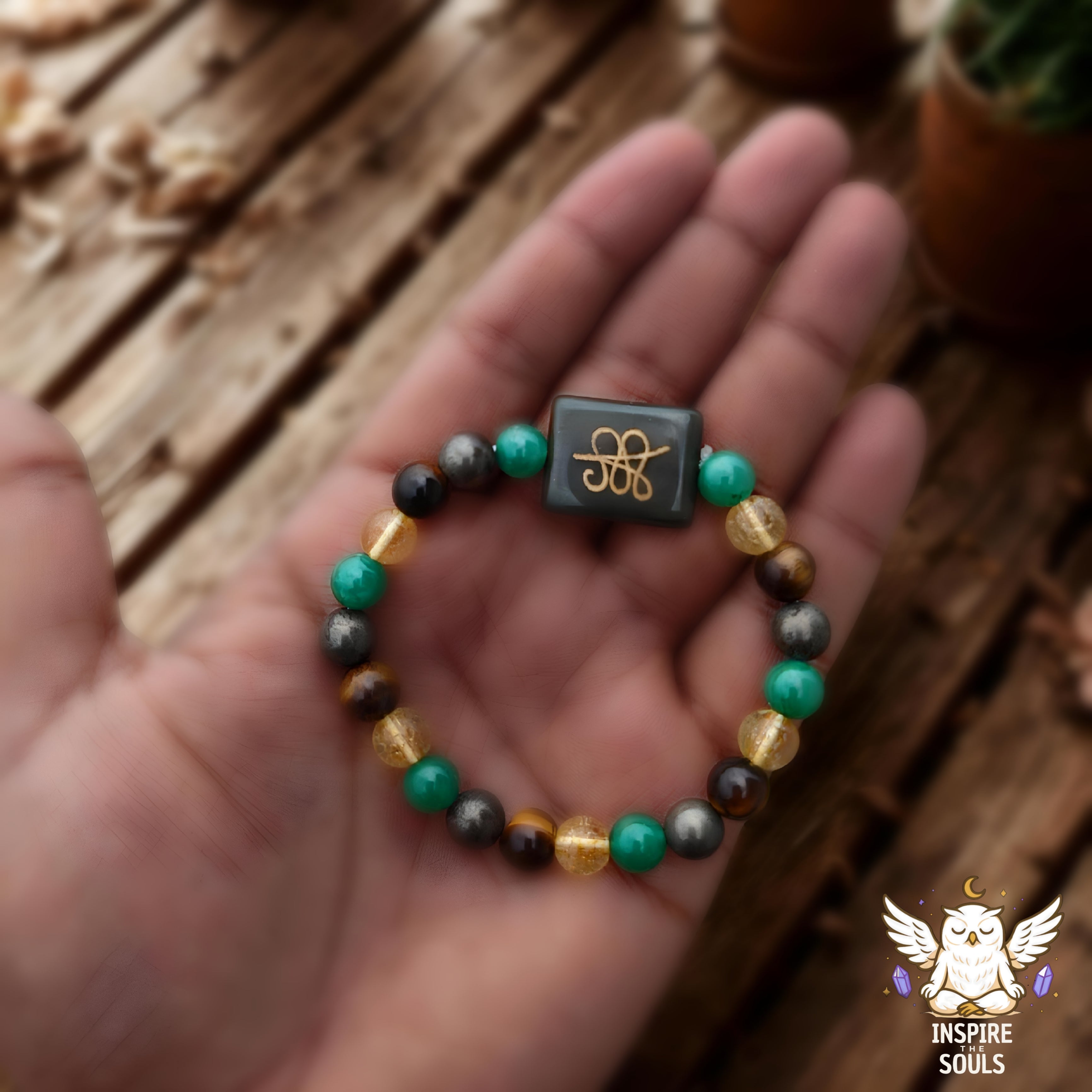 Authentic Money Magnet Bracelet with Green Jade Zibu Coin