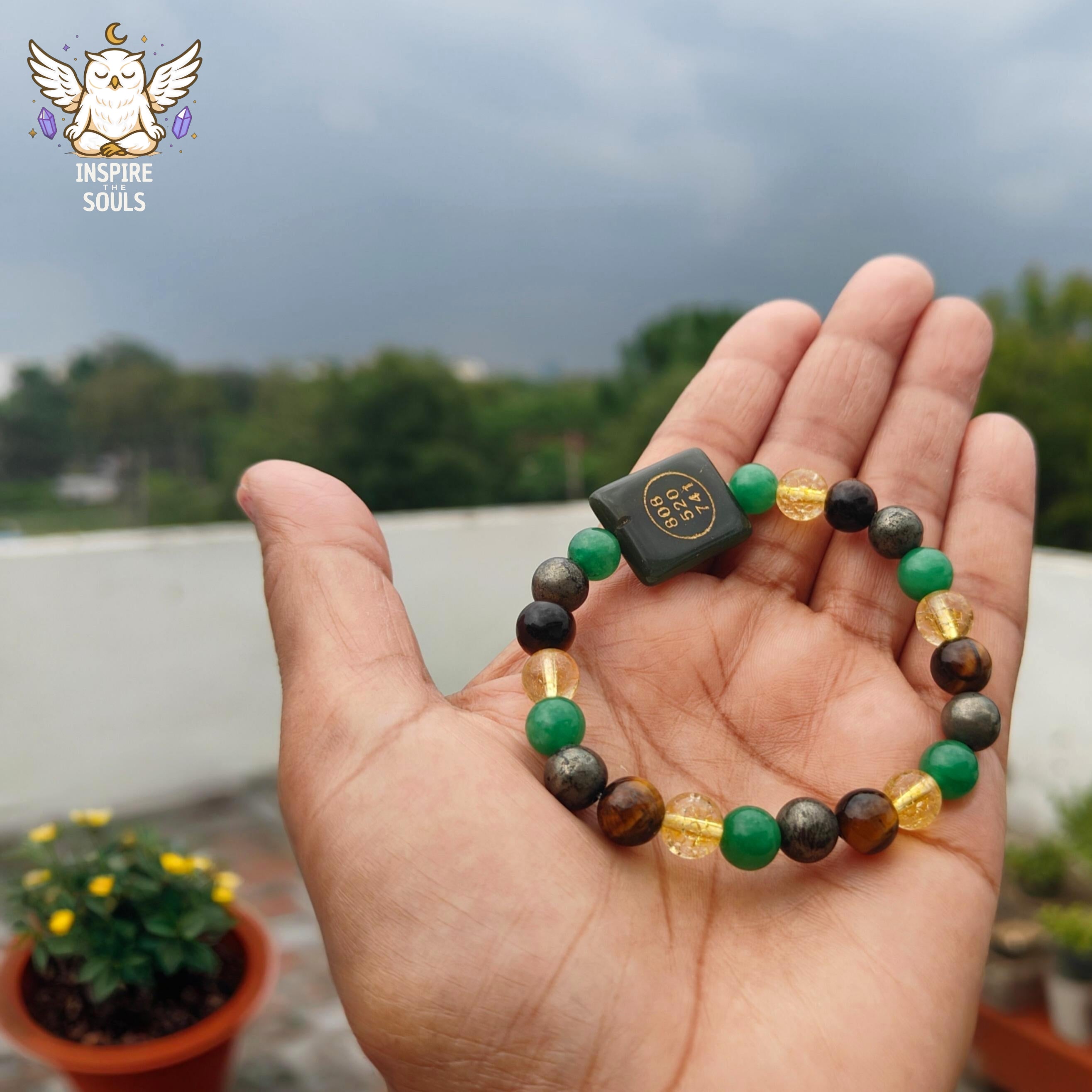 Authentic Money Magnet Bracelet with Green Jade Zibu Coin